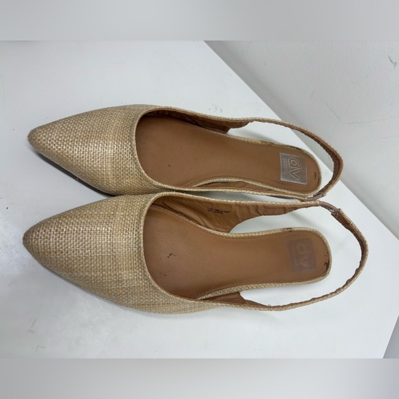Dolce Vita Rattan Woven Pointed Toe Slingback Sandals Tan Beige 10 - Picture 3 of 3